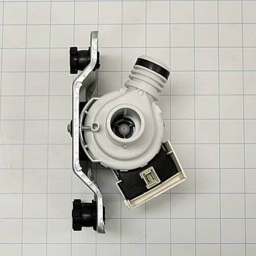 Close-up of the metal mounting bracket attached to the pump housing.