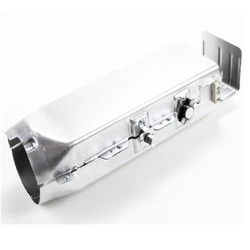 A rectangular, metallic Samsung dryer heating element assembly shown at an angle against a white background.