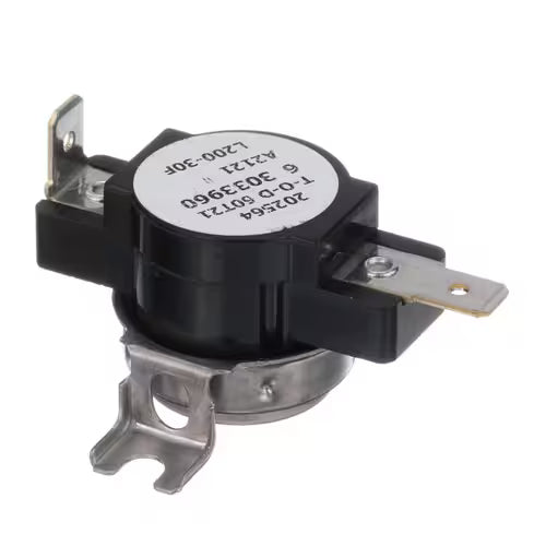 Close-up of terminals and mounting bracket of thermostat WP303396