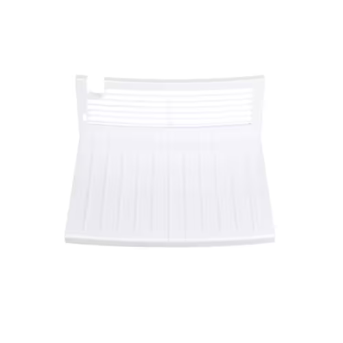 Close-up of part number WR17X12911 label on freezer shelf