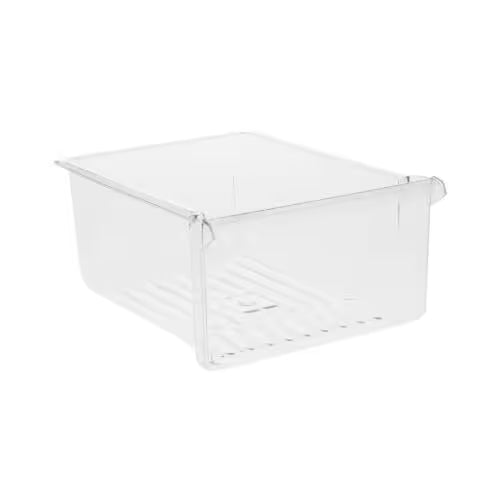 GE WR32X10340 crisper drawer installed in refrigerator lower vegetable compartment