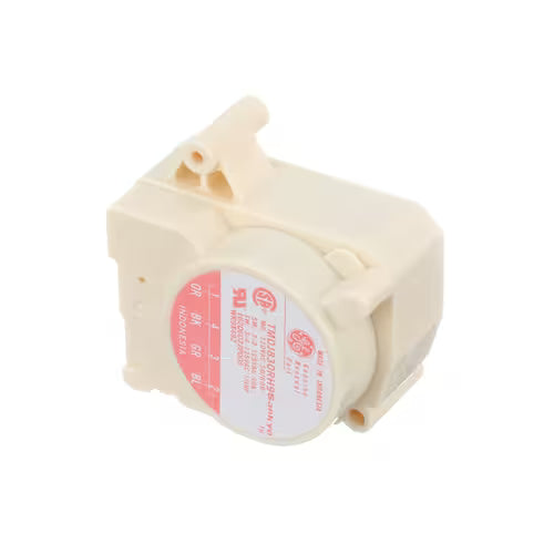 Close-up of GE part number WR9X482 label on defrost control