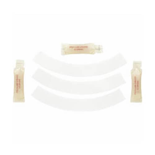 Set of three curved white damper pads and three small lubricant packets