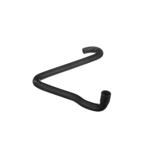 An angled perspective of the Whirlpool 3353926 washer drain hose, highlighting its pre-formed bends.