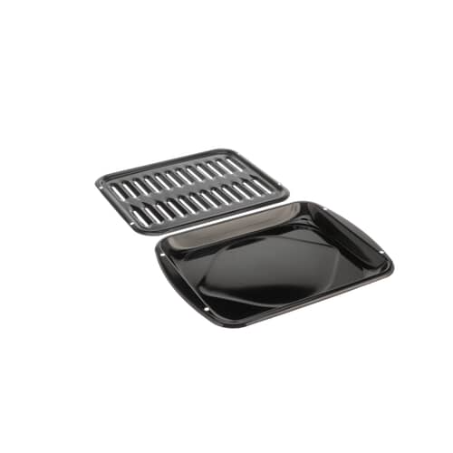 Whirlpool 4396923 black porcelain 2-piece broiler pan and roasting rack set.
