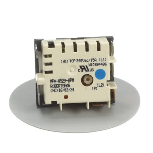 Whirlpool 700855K single surface element infinite switch, showing terminals and Robertshaw HPA-1523-UPH marking.