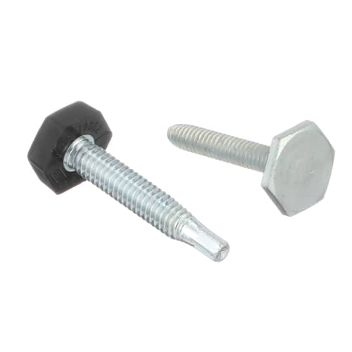 Comparison of the two types of metal and plastic leveling legs in the 8193716 kit
