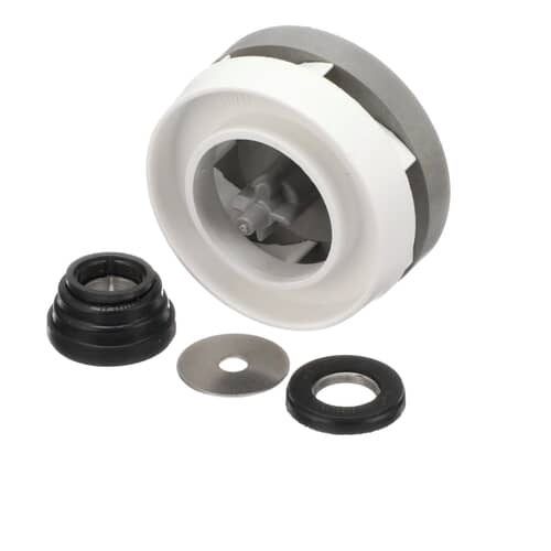 An angled perspective of the Whirlpool 8193951A impeller and seal kit, with all components laid out and ready for installation.