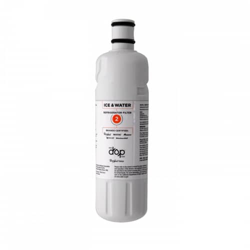 Side view of the water filter showing the label with the "everydrop" logo and the red circle containing the number 2.