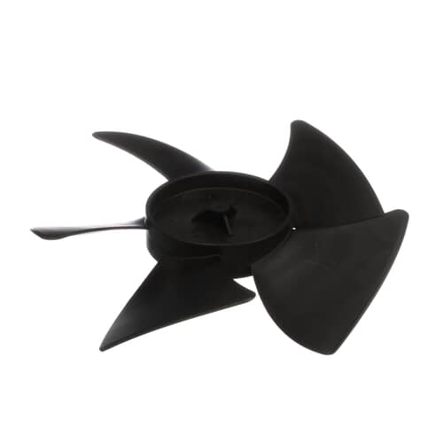 Angled view of the W10156818 black plastic condenser fan blade.