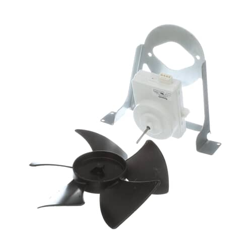 Angled view of the W10181323 condenser fan motor and black blade.