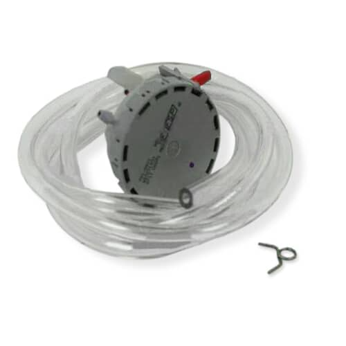 Image of the pressure switch with the coiled clear air pressure hose.
