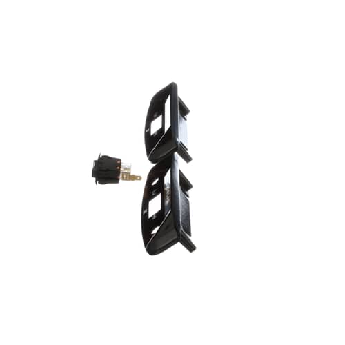 The W10341820 fan switch unit separated from its black plastic rocker trim pieces.