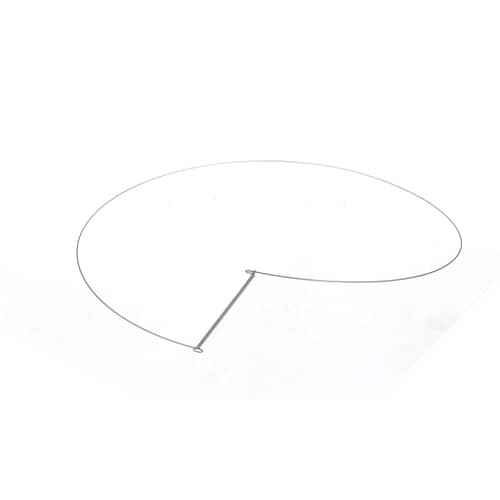 An expanded view of the Whirlpool W10902779 retaining ring, showing the spring stretched between the two ends of the wire clamp.