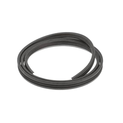 An angled view of the coiled Whirlpool W11196317 dishwasher door seal, providing a clear look at its shape.