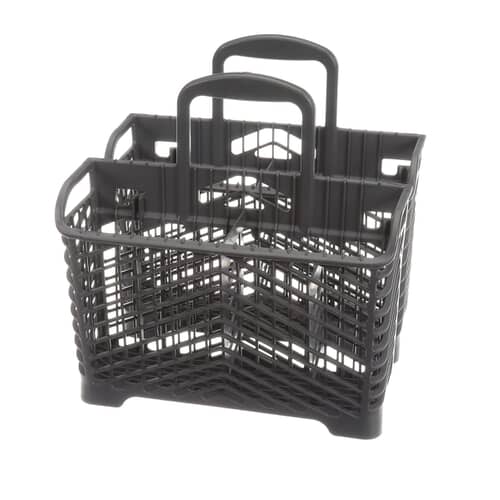 A side profile view of the Whirlpool WP6-918873 silverware basket, highlighting its depth and multiple compartments