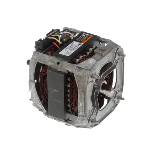 A side profile of the Whirlpool WP661600 2-speed washer motor, highlighting the cast aluminum frame and wiring harness