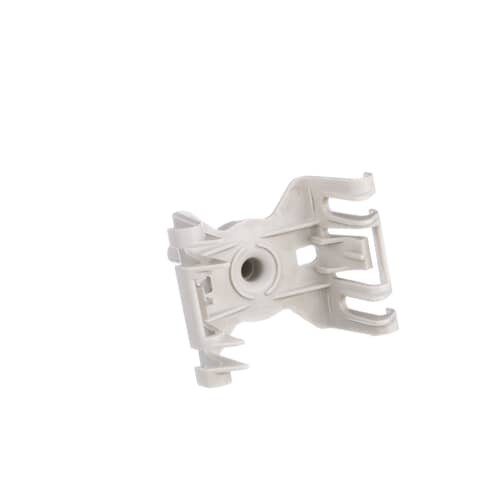 A rear view of the Whirlpool WP8268321 upper spray arm mount, showing the central water passage and the structure of the mounting clips.
