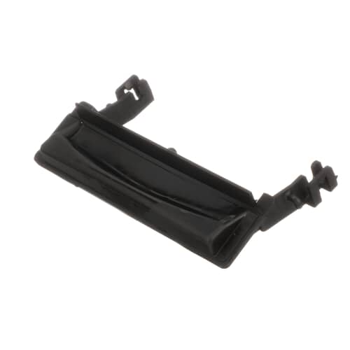 A top-angled view of the Whirlpool WP8269117 door latch handle, showing the complete assembly from the handle to the attachment points.