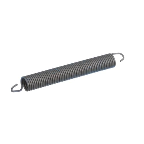 n angled perspective of the Whirlpool WP8270182 door spring, highlighting its length and the hooks on each end