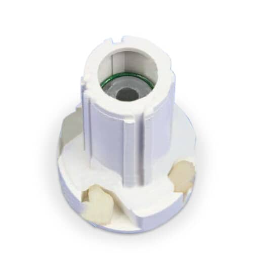 A side view of the components in the Whirlpool WP8537433 agitator repair kit, including the cam and spring assembly