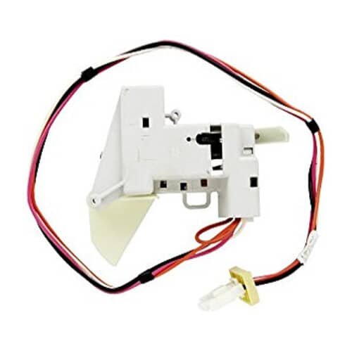 Front view of the Whirlpool 12001514 Switch Assembly with Fuse, showing connector wires and housing.