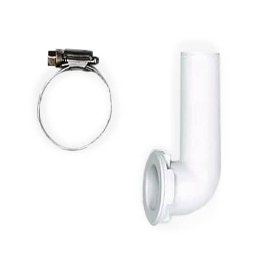 Whirlpool 208847 OEM washer siphon break elbow kit with clamp, designed to prevent water backflow.
