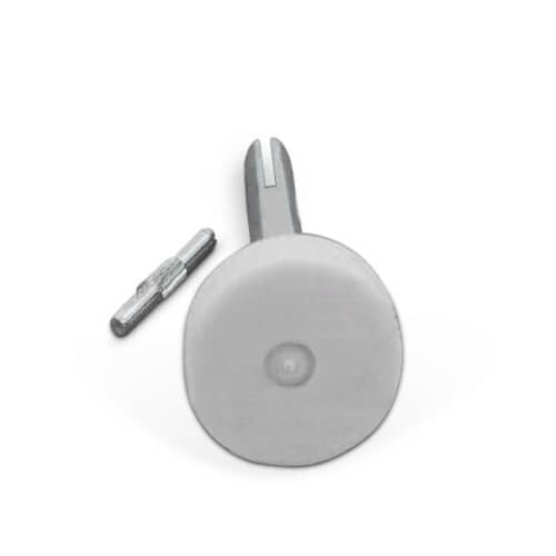 Whirlpool 285244 OEM washer rear leveling leg kit with metal pin and white plastic adjustment foot.