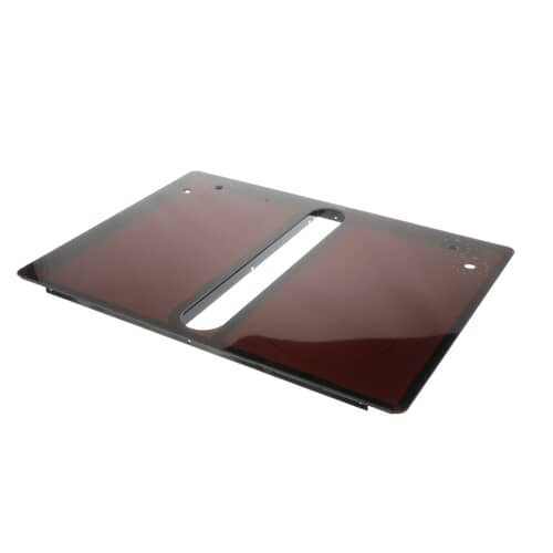 Black glass main top 74007072 for Whirlpool/Maytag ranges, showing cutouts for controls.