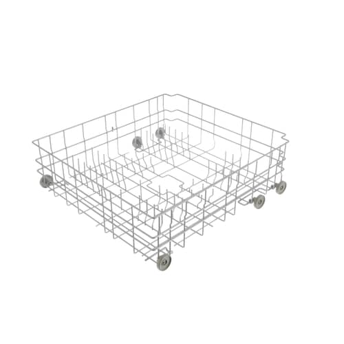 Authentic Whirlpool W10139223 dishwasher lower rack replacement, built for strength and smooth mobility.