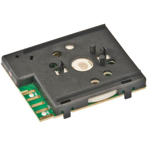 Small black appliance switch with circuit board.