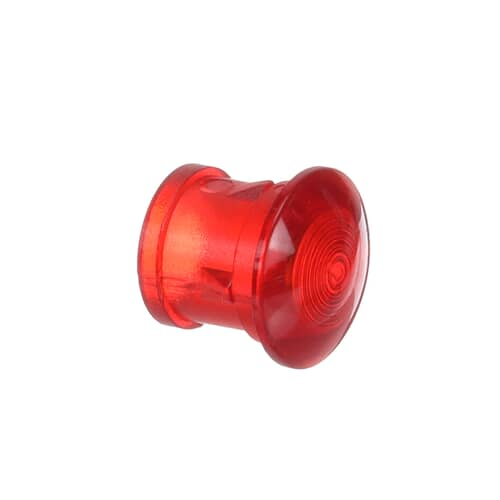 Bosch 00189343 red indicator light lens for cooktops and ovens, viewed from the front-side angle.