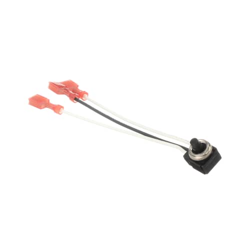 Angled view of the Bosch 00189968 toggle switch replacement with black body and silver mounting nut.