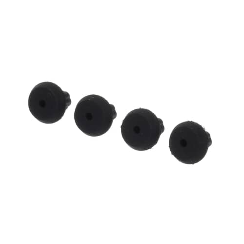 Set of four Bosch 00413552 black rubber burner grate feet or bumpers for gas cooktops.