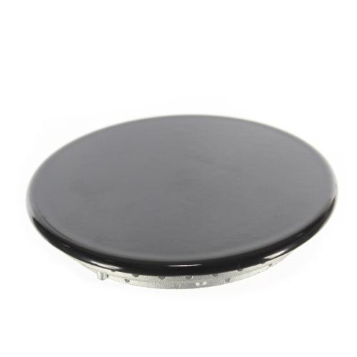 Underside view of the cast metal burner head assembly (00415012) showing gas ports and mounting nut.