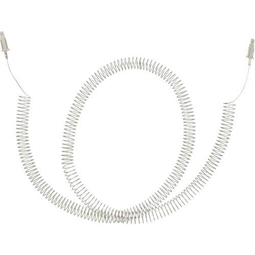 A closer view of the metallic coil structure showing its consistent tension and pitch.