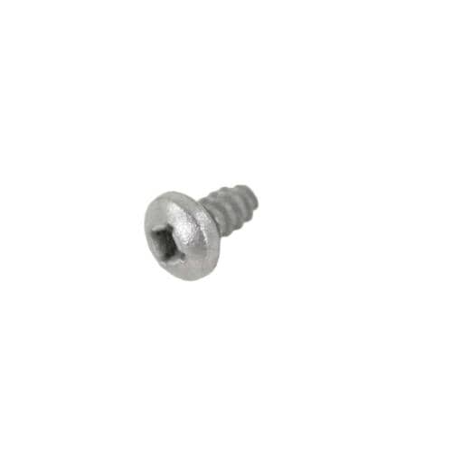 Close-up, angled view of the silver pan head screw against a white background.