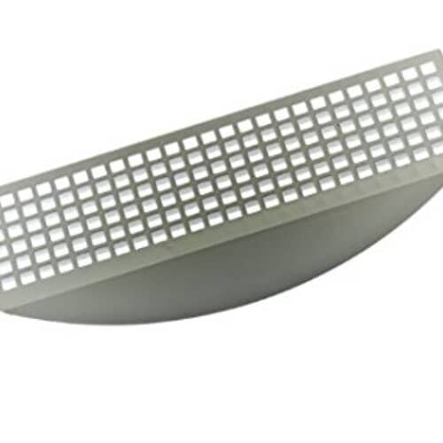 Side profile of the lint housing cover showing its molded shape and securing tabs.