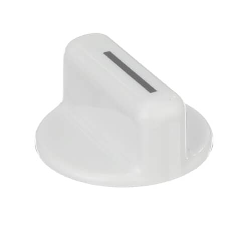 Close-up view of the white Electrolux rotary control knob showing the dark gray indicator line.
