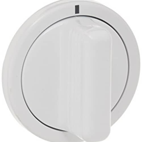 Front view highlighting the white body and the subtle dark ring accent beneath the handle.