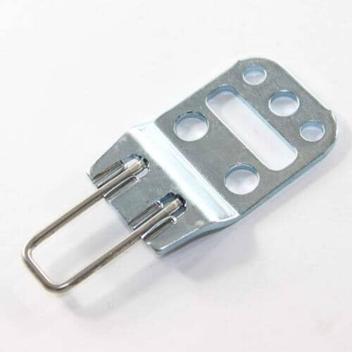 Alternative angled view of the metal door strike clip.