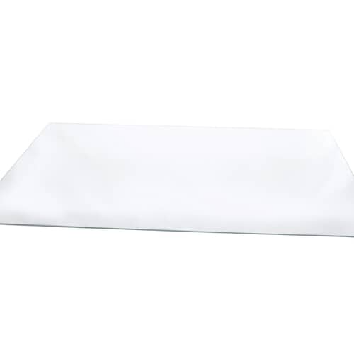 The clear shelf piece isolated, showing its flat, rectangular shape.