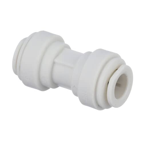 A white version of the Electrolux 241806601 straight water connector for 5/16-inch tubing.