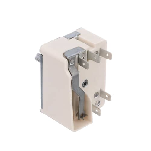 Angled view of the infinite control switch showing the male spade terminals.