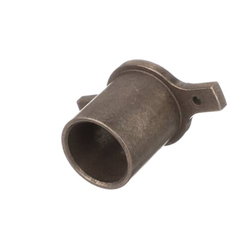 Side view of the cast metal tub bearing component highlighting its depth