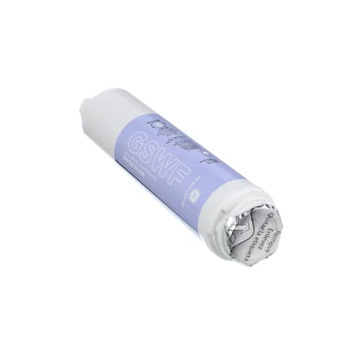 Side view of the filter showing the light purple label with the large white GSWF text.