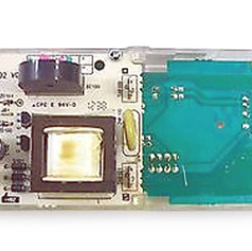 Close-up detail of the circuit board components on the WB27T10469 electronic control.