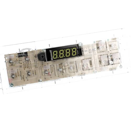 GE WB27X45466 Electronic Oven Control Board with digital display and clear housing.