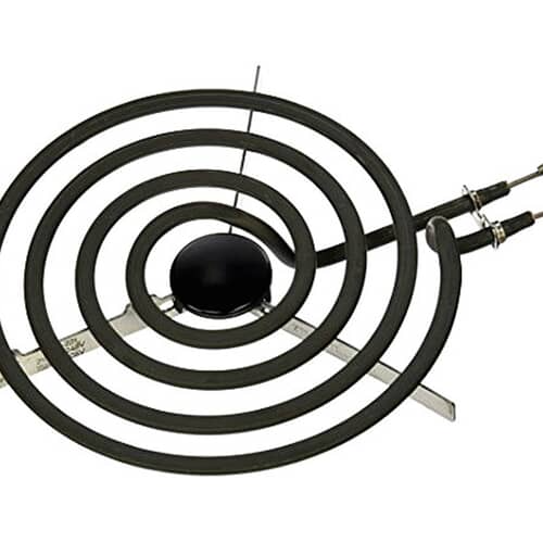 GE WB30X253 8-inch electric range surface burner element (2100 Watt) with plug-in terminals.