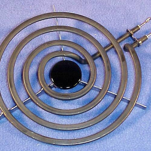 Top-down view of the WB30X253 coil element, illustrating the spiral heating pattern.